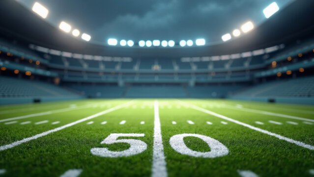 A football on the 50-yard line under a lone spotlight, a symbol of hidden power.