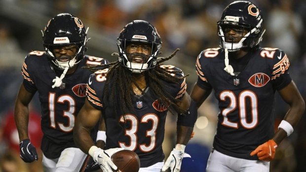 Scoreboard shot showing the final score of the Bills vs. Bears.