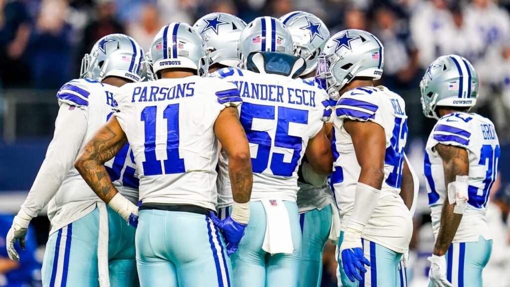 The Cowboys' defensive line-up, with Clark in the middle.