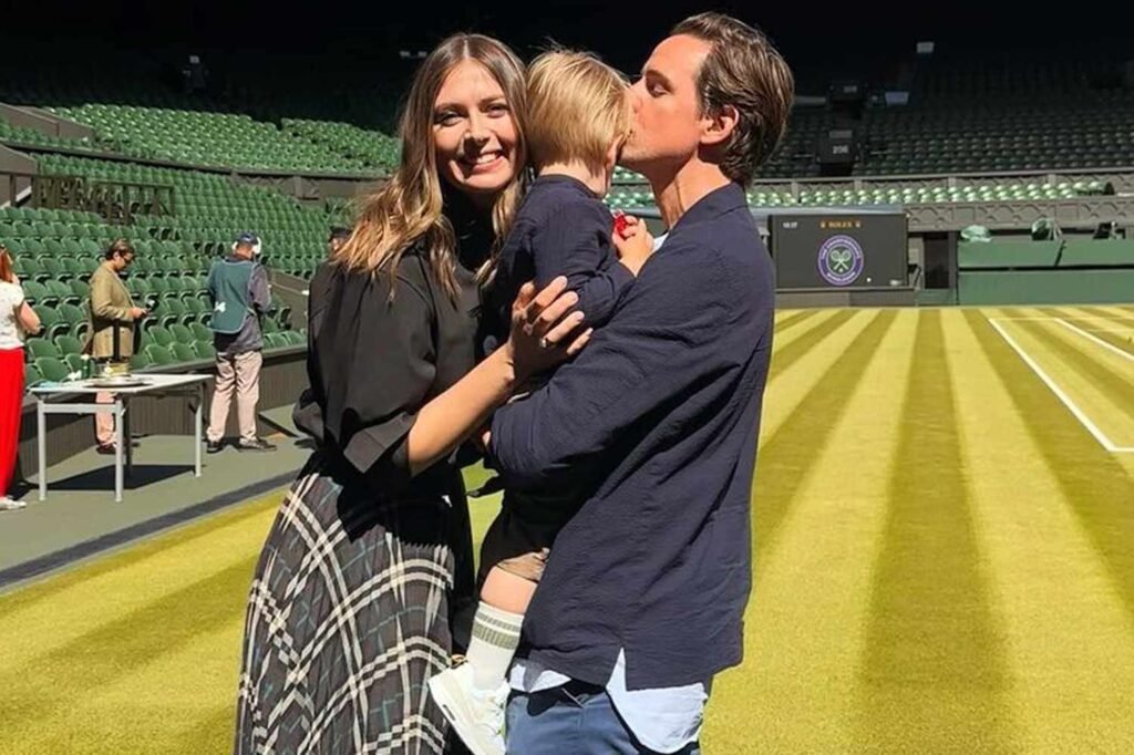 A candid photo of Maria with her son Theodore, showing her life beyond tennis.