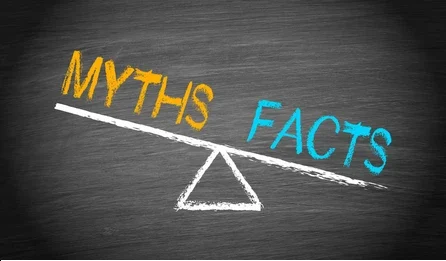 "Myth vs. Reality" graphic with a football background.