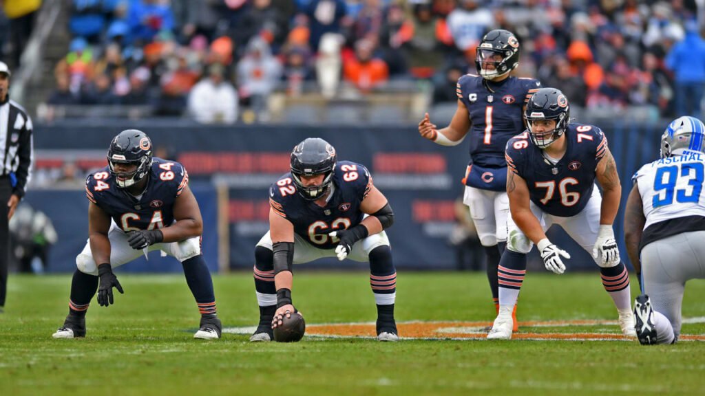 Bears offensive line in action.